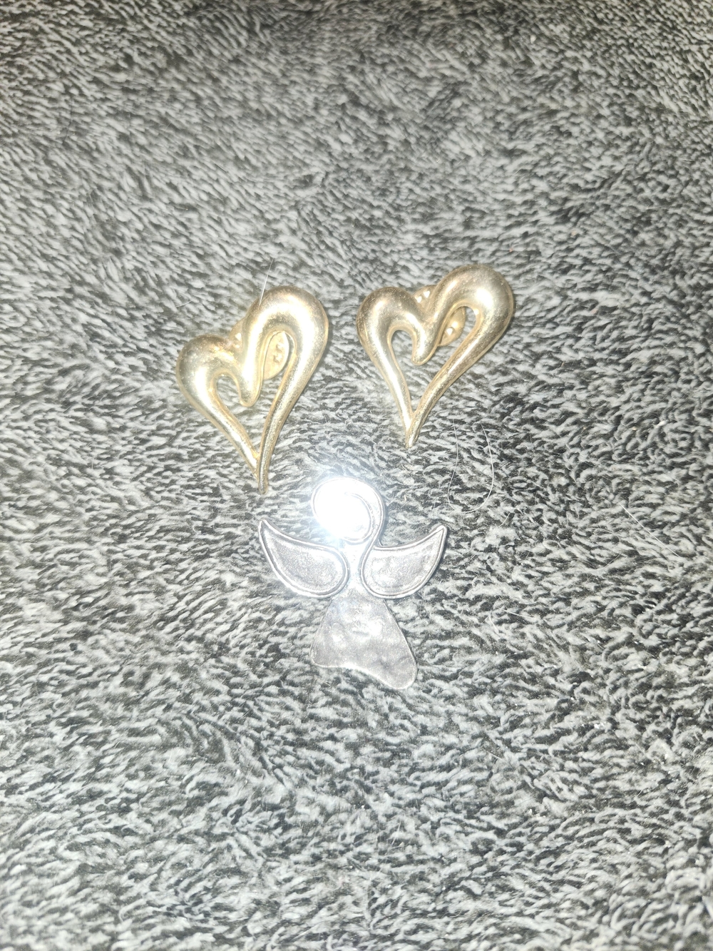 Gold Heart and Silver Angel Pendants